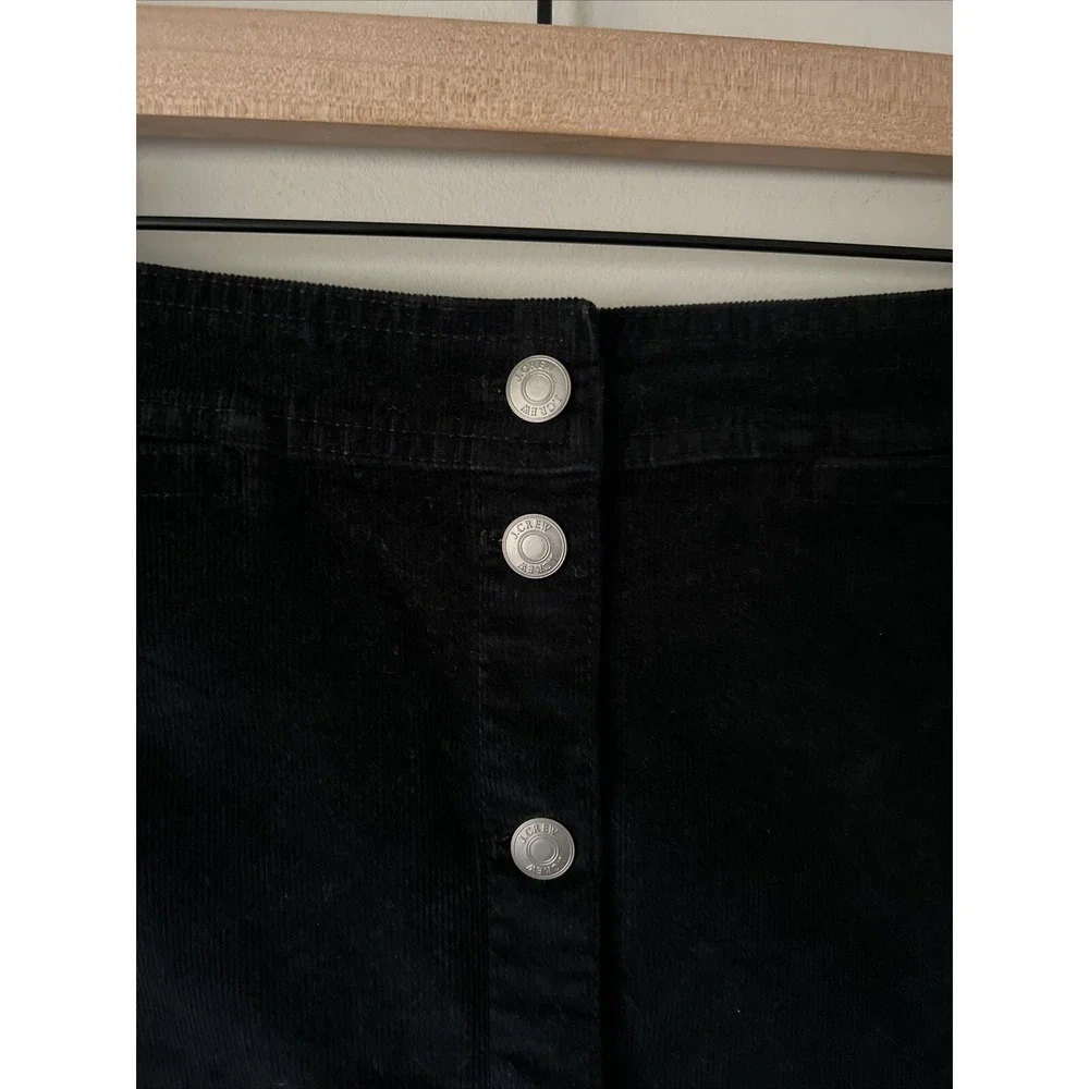 J.Crew Black Corduroy Button Down Front Skirt Size 29 Cute Career Classic Fall